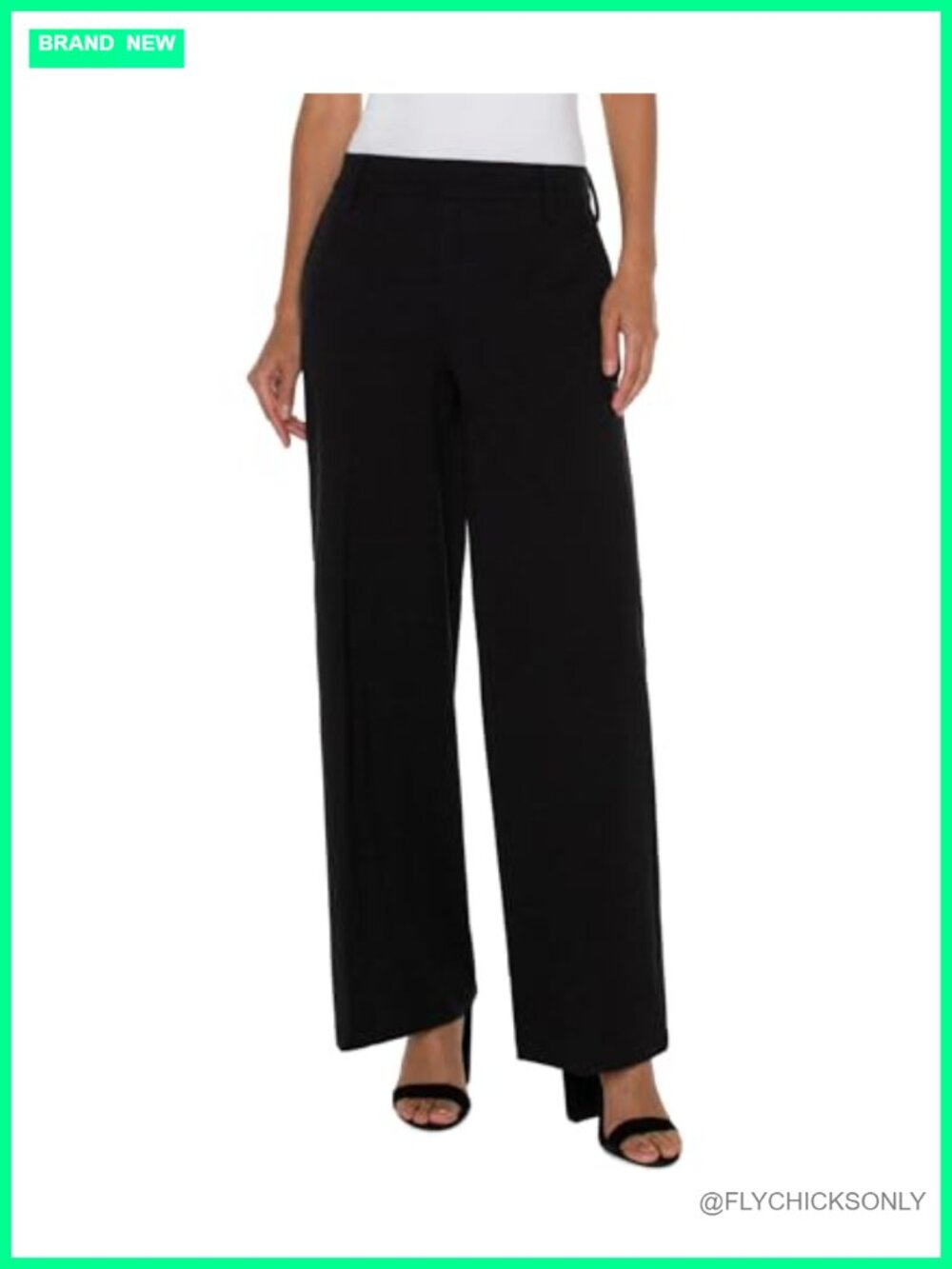 Wide Leg Ponte Trouser Dress Pants Mid Rise Regular Fit Slacks Workwear